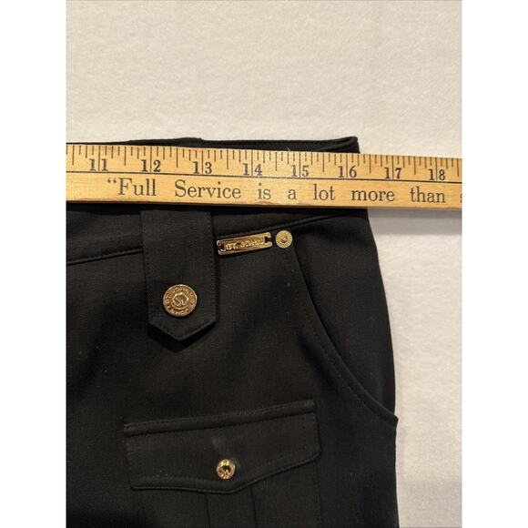 St. John Collection designer black cargo pants‎ with gold button accents size 10 - Picture 2 of 7